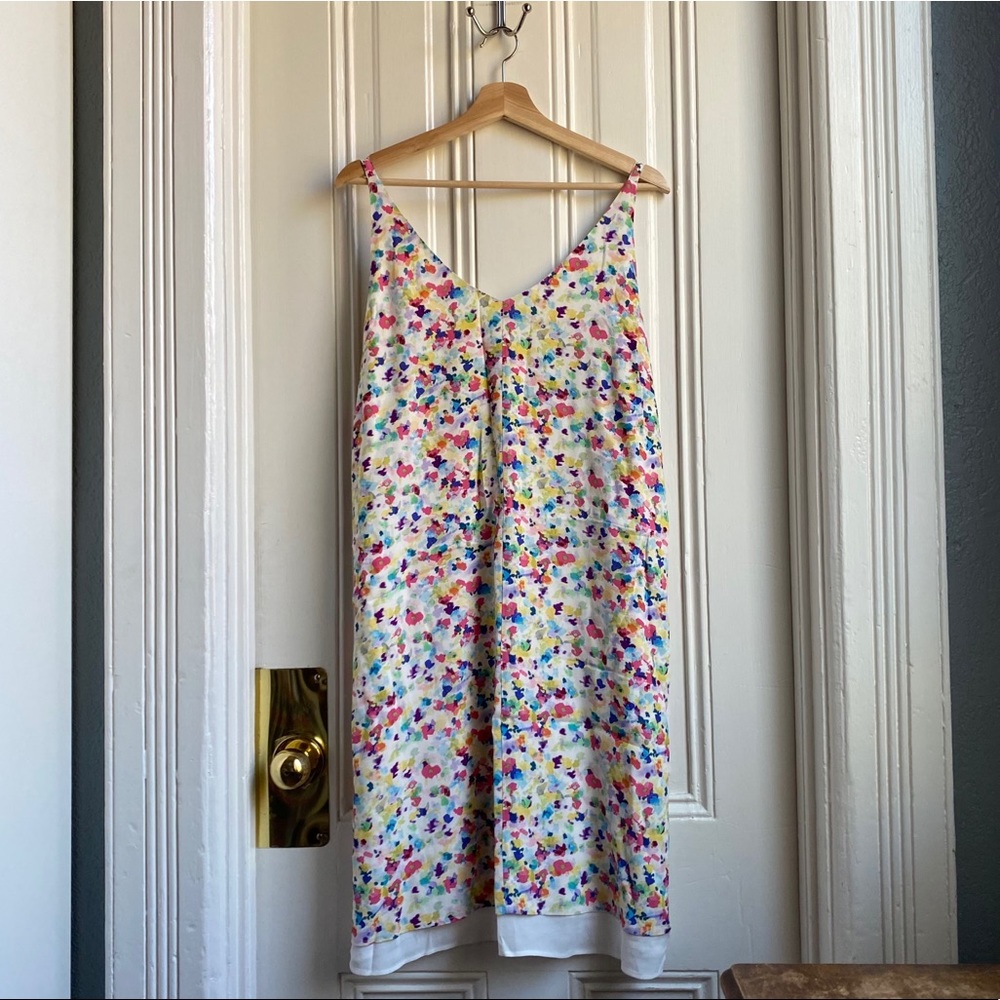 CAbi Floral Meadow Watercolor Print Slip Dress